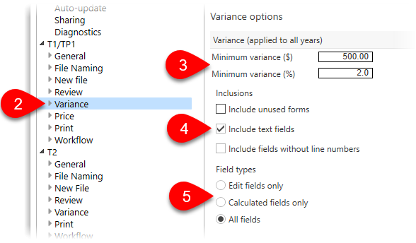 Variance options