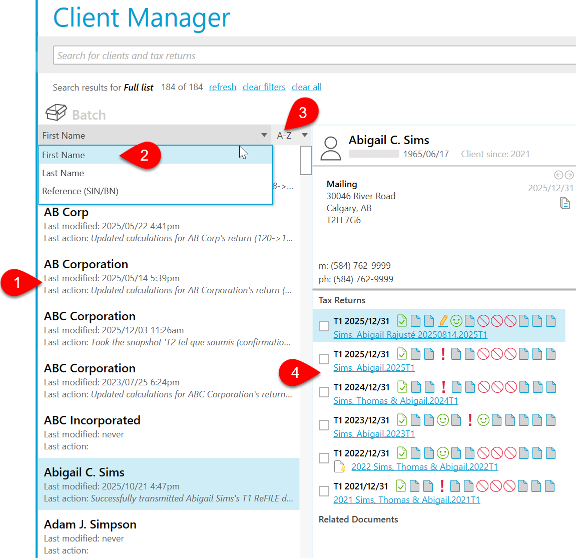 Client Manager Client card view
