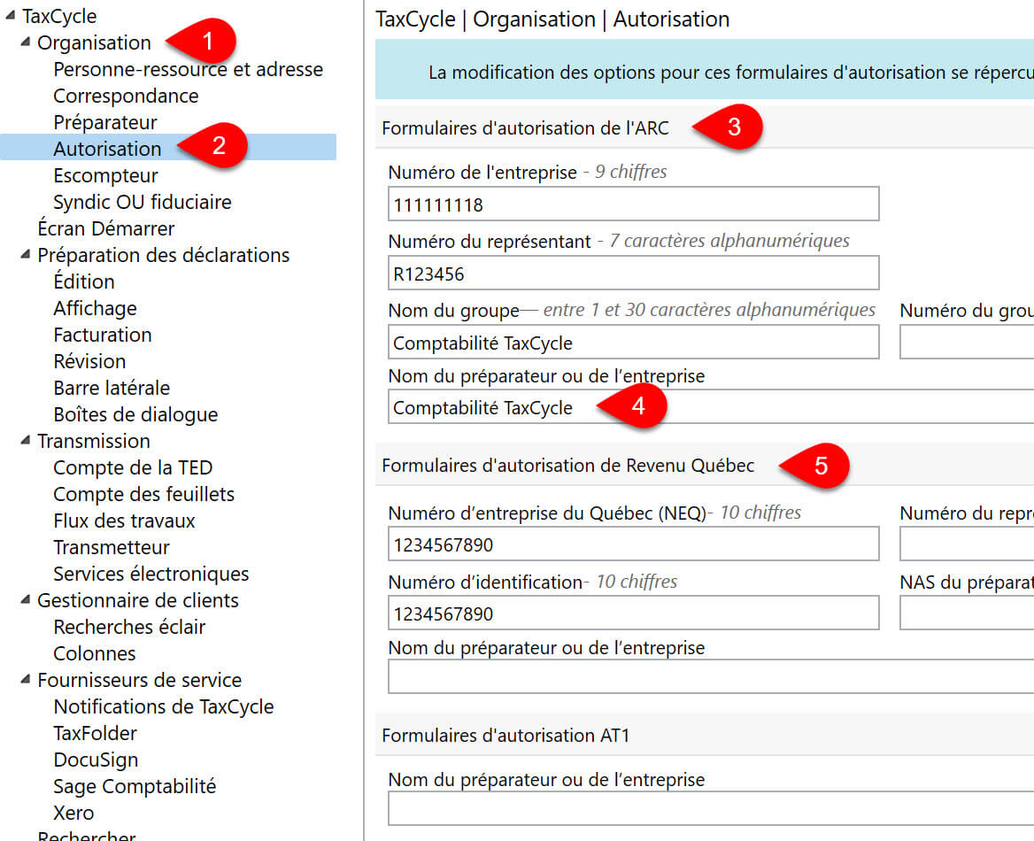 Screen Capture: Options des autorisations