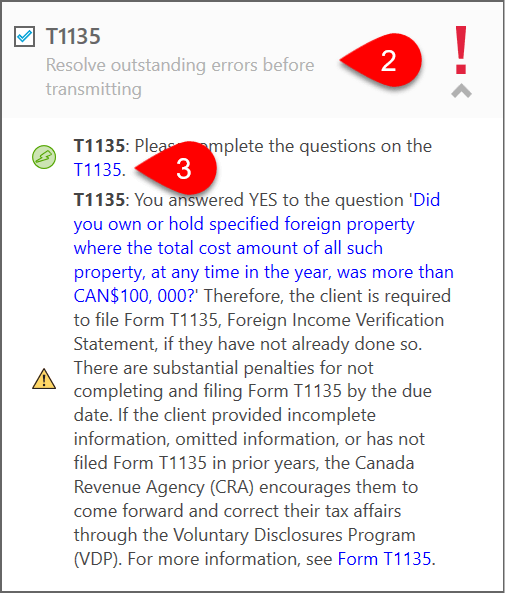 Screen Capture: T1135, resolve outstanding errors before transmitting