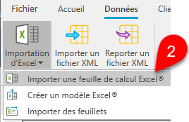 Capture d'ecran : Importer une feuille de calcul Excel