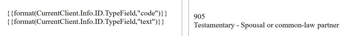 Screen Capture: Formatted Trust Type Field