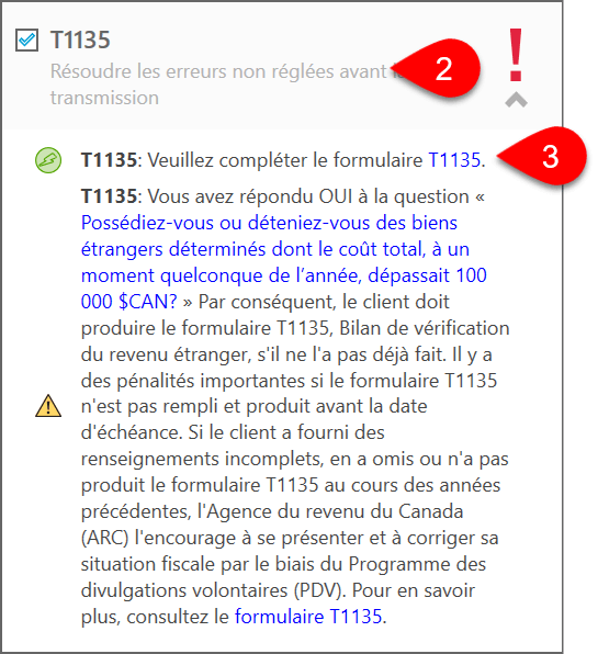 Screen Capture: T1135, resolve outstanding errors before transmitting