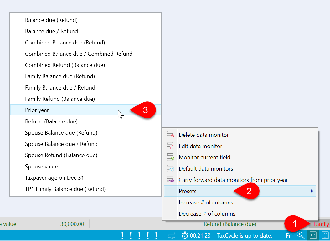 Screen Capture: Data Monitor Presets