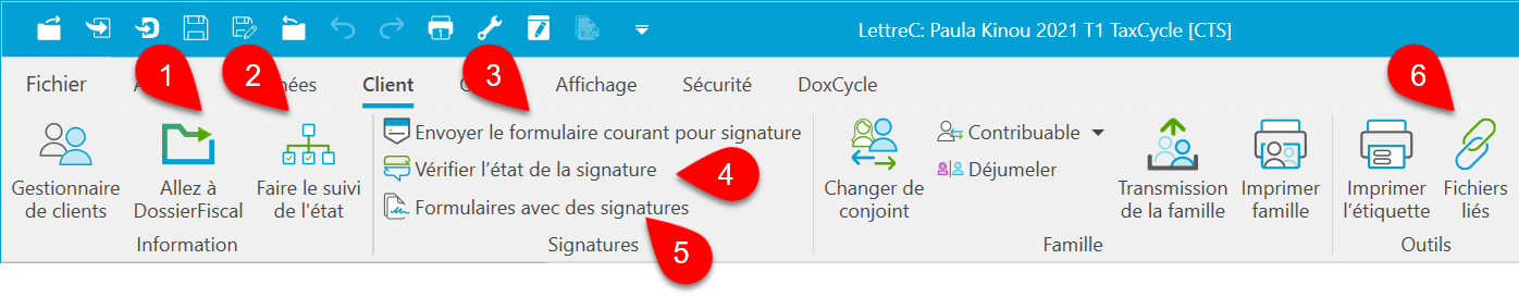 Screen Capture: Client Menu