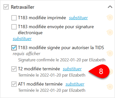 Capture d’écran : Retravailler le volet latéral Suivre