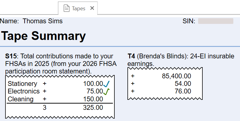 Screen Capture: Tape Summary
