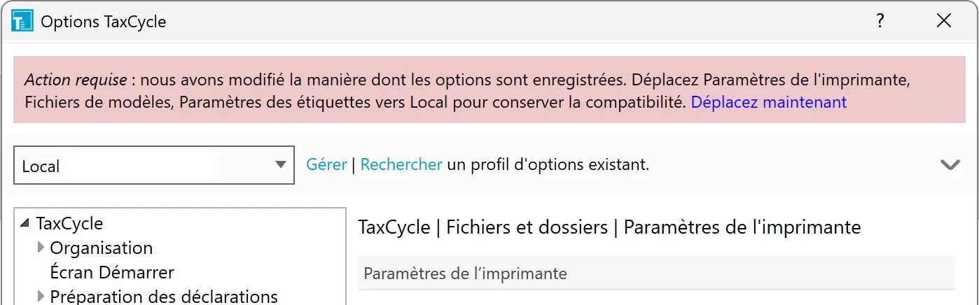 Screen Capture: Action requise