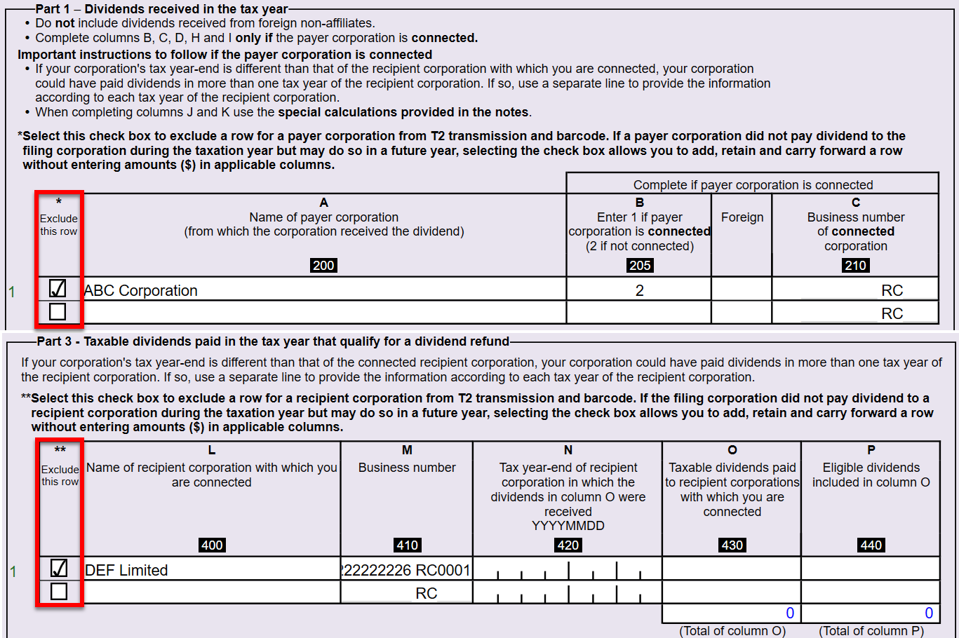 Screen Capture: S3 Part 1 and Part 3 tables