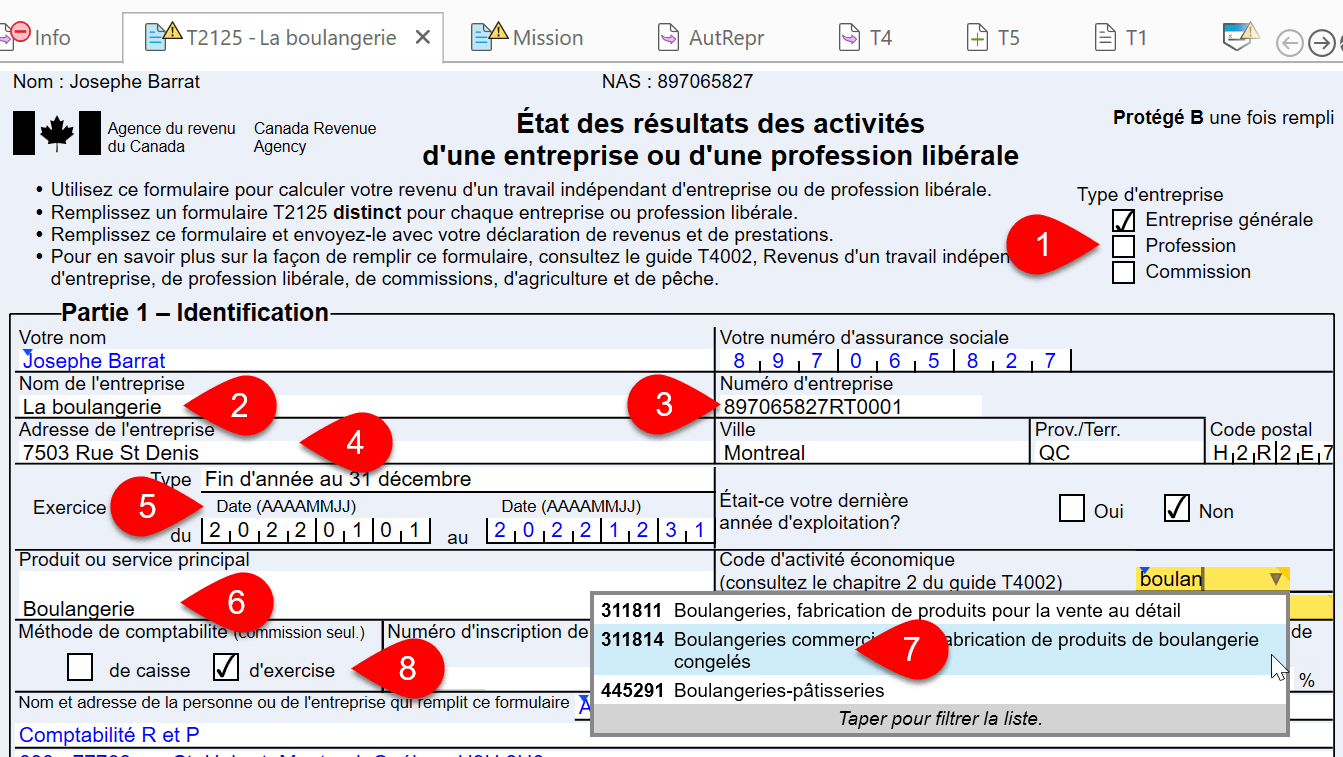 Screen Capture: T2125 Part 1, Identification