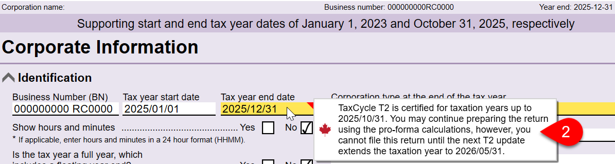 Screen Capture: You cannot file this return until the next T2 update.