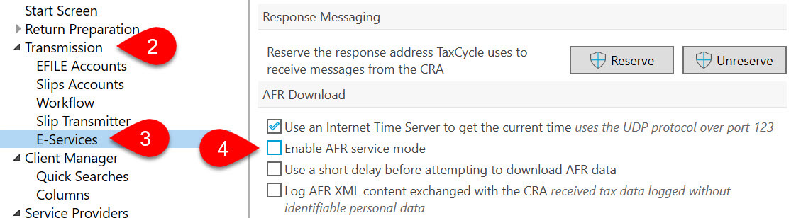 Screen Capture: Enable AFR service mode