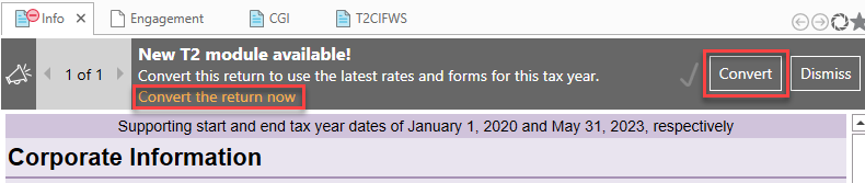 Screen Capture: Convert T2 return to new module