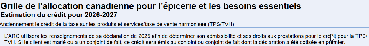 Capture d'écran : Grille de l'allocation canadienne pour l'épicerie et les besoins essentiels