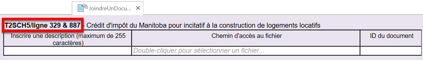 Capture d'écran : grille de calcul JoindreUnDocument