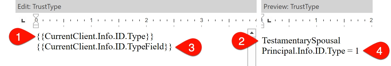 Screen Capture: Preview of Trust Type Field Value and ID