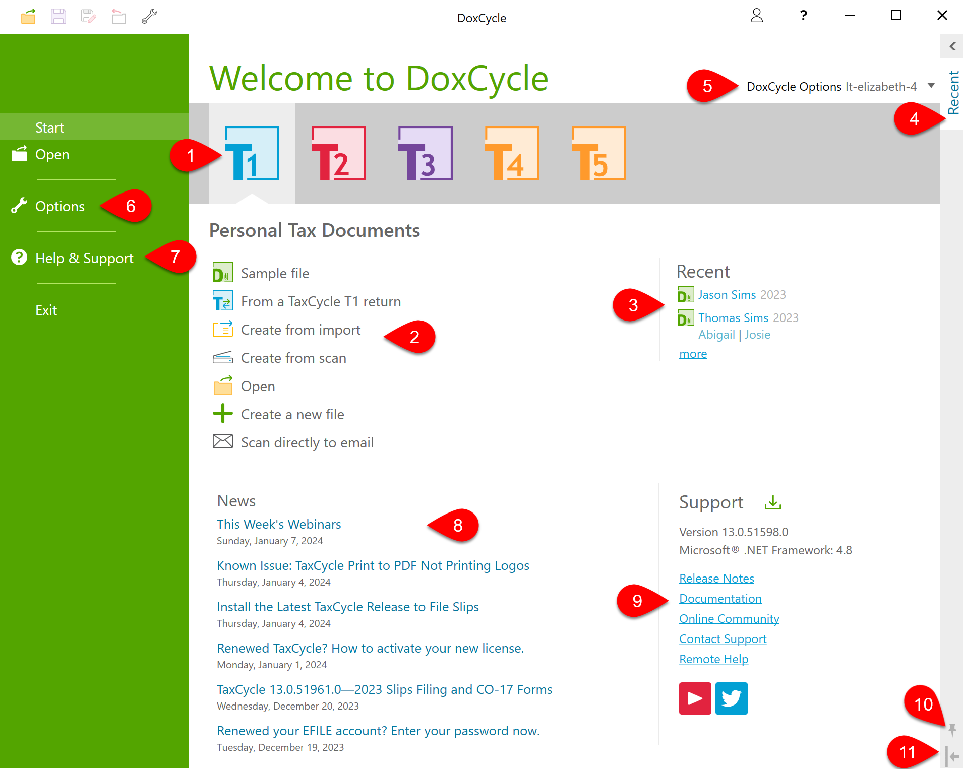Screen Capture: DoxCycle Start Screen