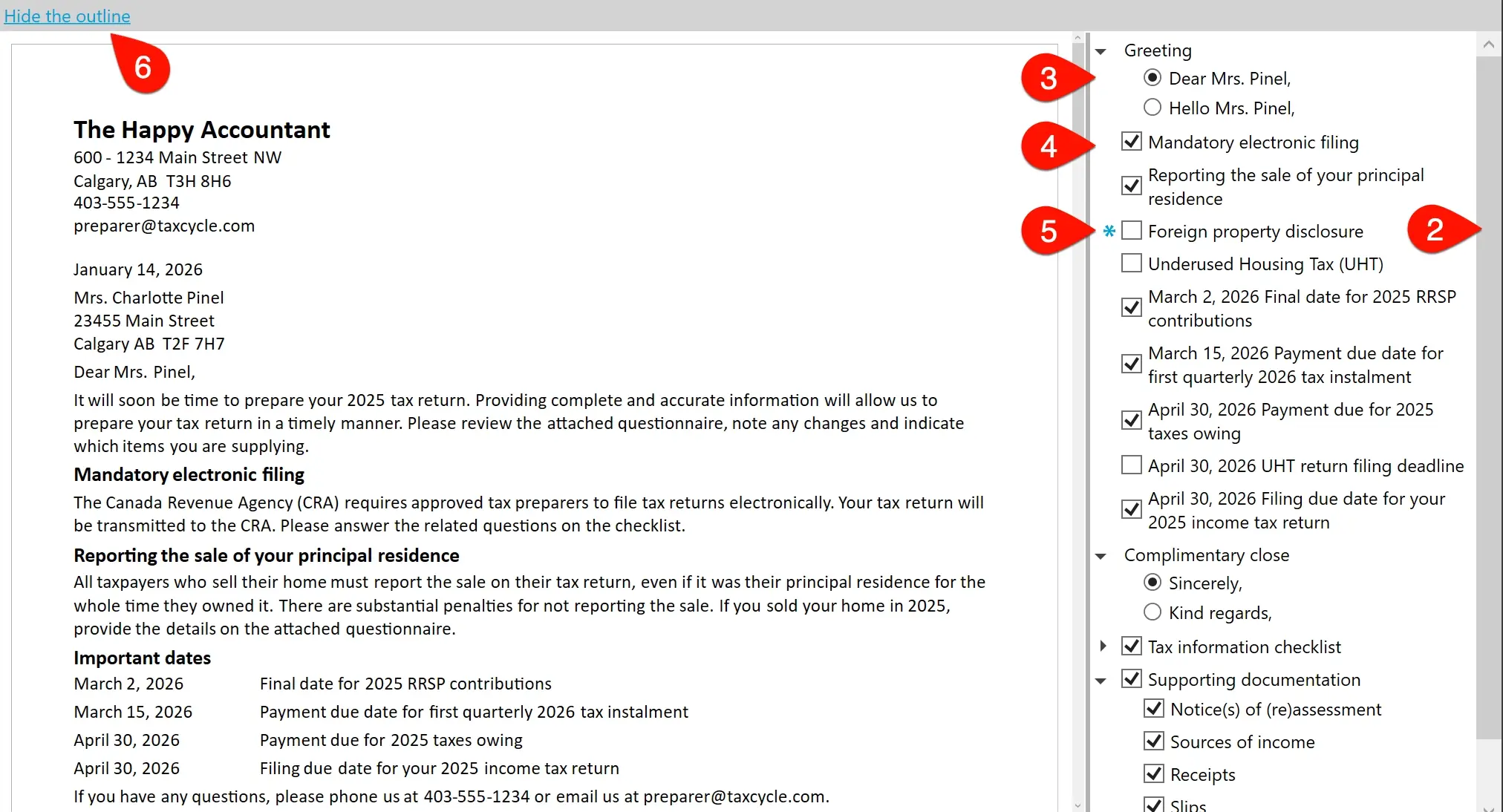Screen Capture: Template Outline Open