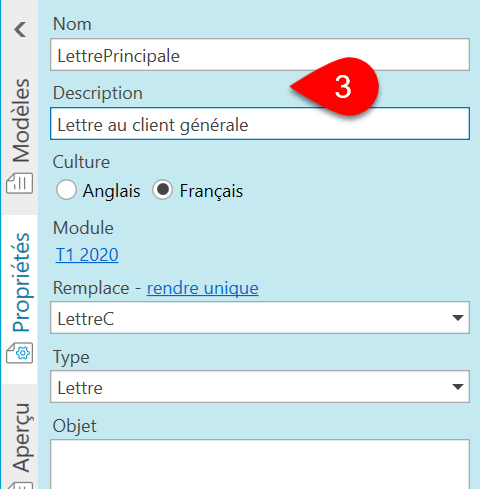Capture d’écran : Nommer le modèle