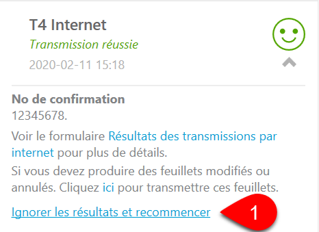 Capture d’écran : T4 Internet Rejeter les résultats et recommencer