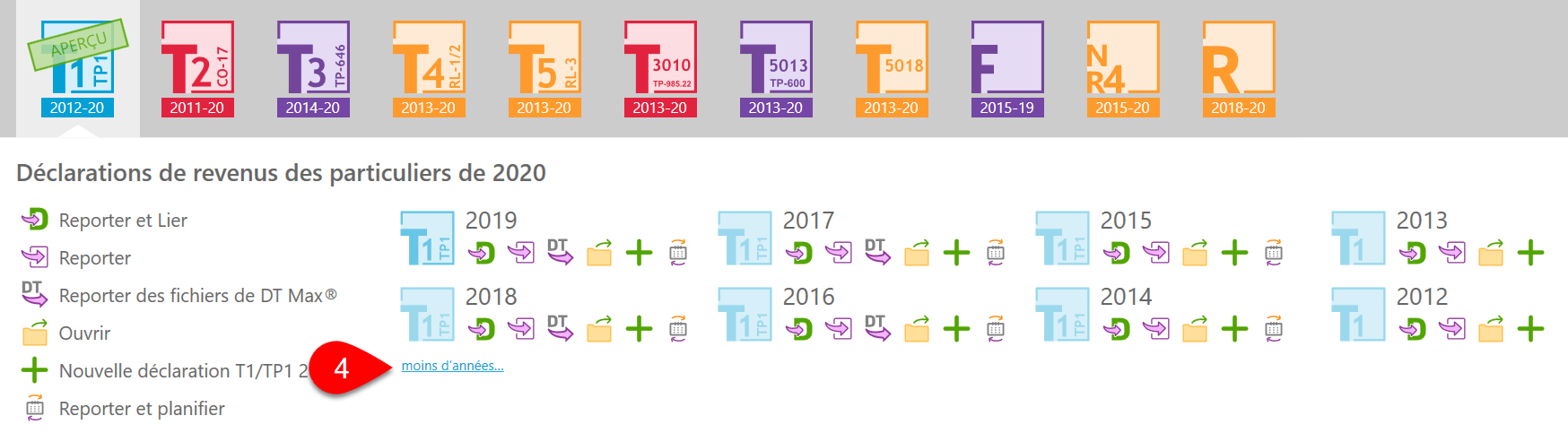 Capture d’écran : Moins d’années