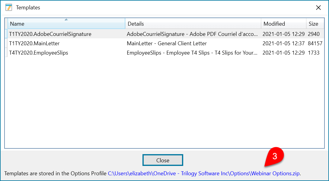 Screen Capture: Template Files