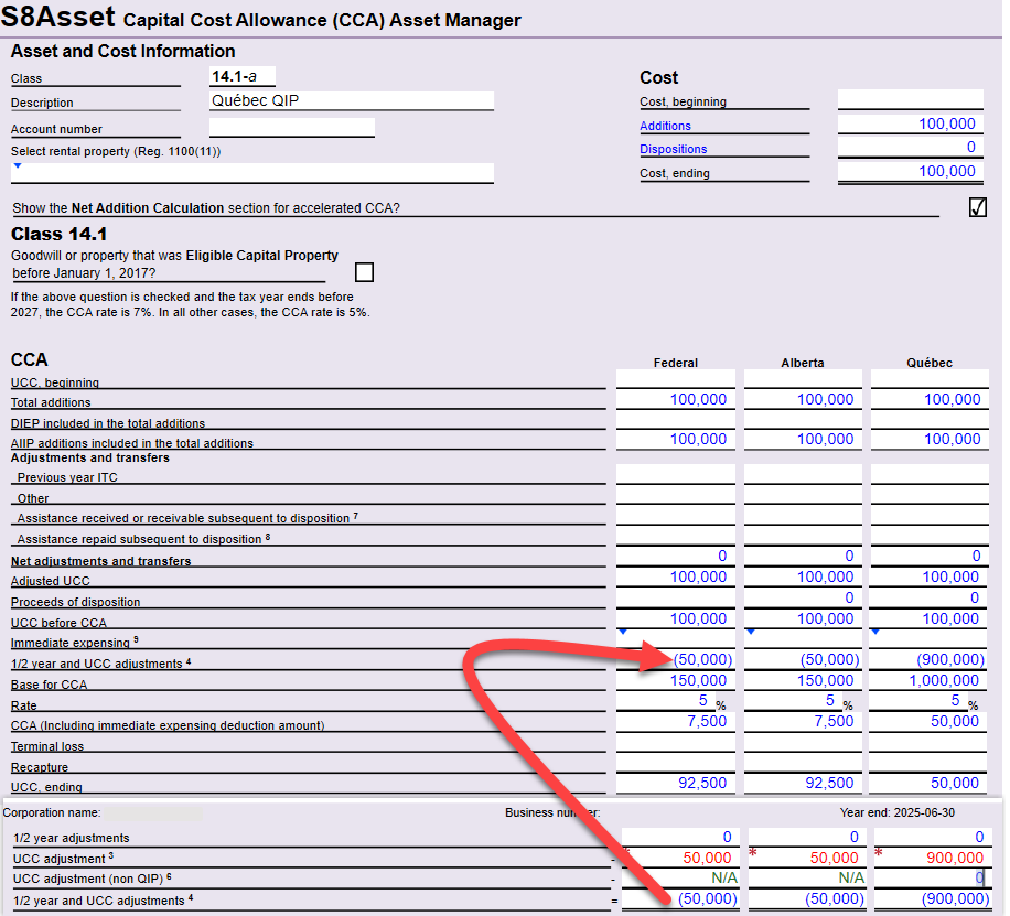 Screen Capture: S8Asset in TaxCycle T2
