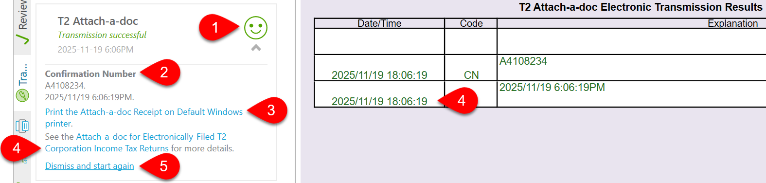 Screen Capture: Successful Attach-a-doc transmission