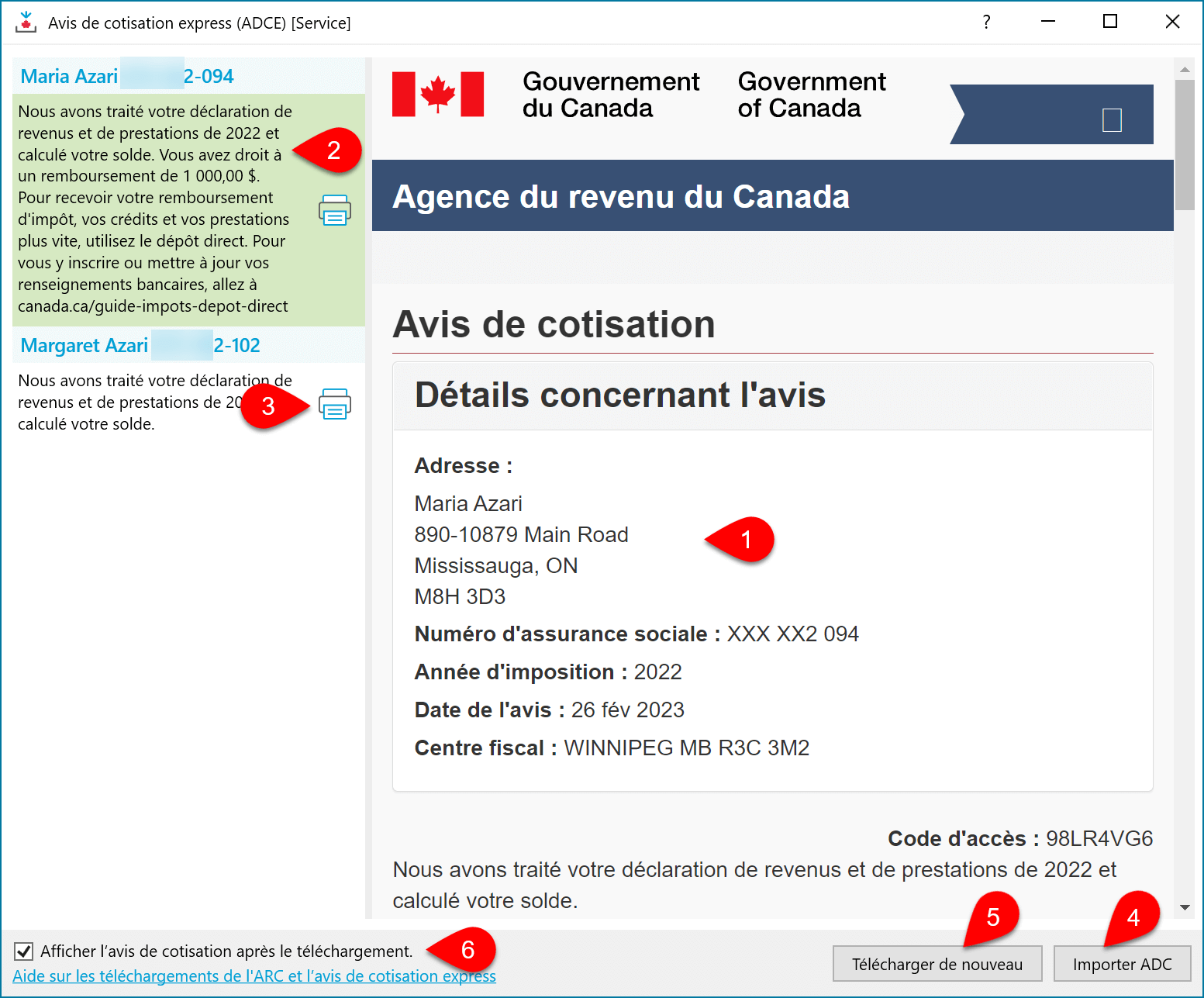 Capture d’écran : Boite de dialogue ADCE