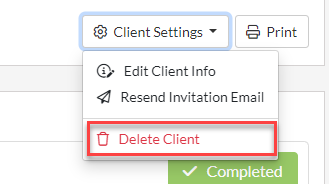 Screen Capture: Delete Client in TaxFolder