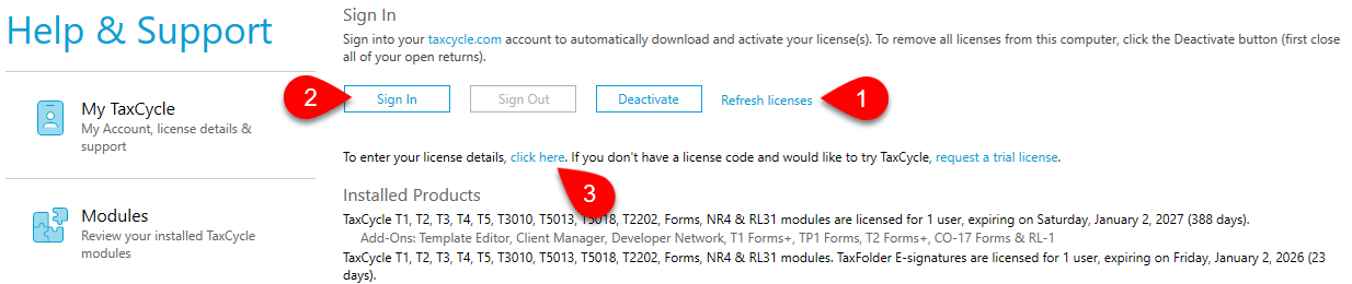 Screen Capture: Refresh licenses