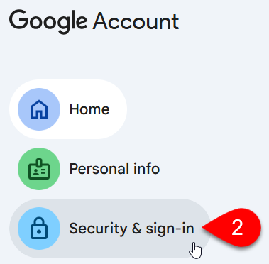 Screen Capture: Google Account Home